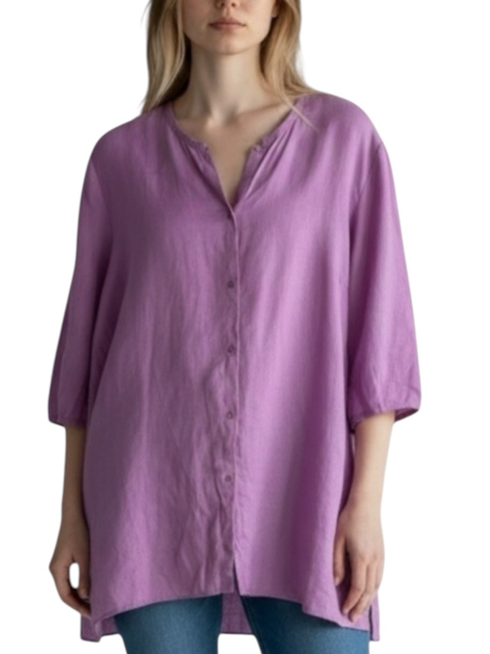 LILY STANHOPE 100% Linen Lilac Button Down Shirt Size 1X --ABSOLUTELY GORGEOUS!!
